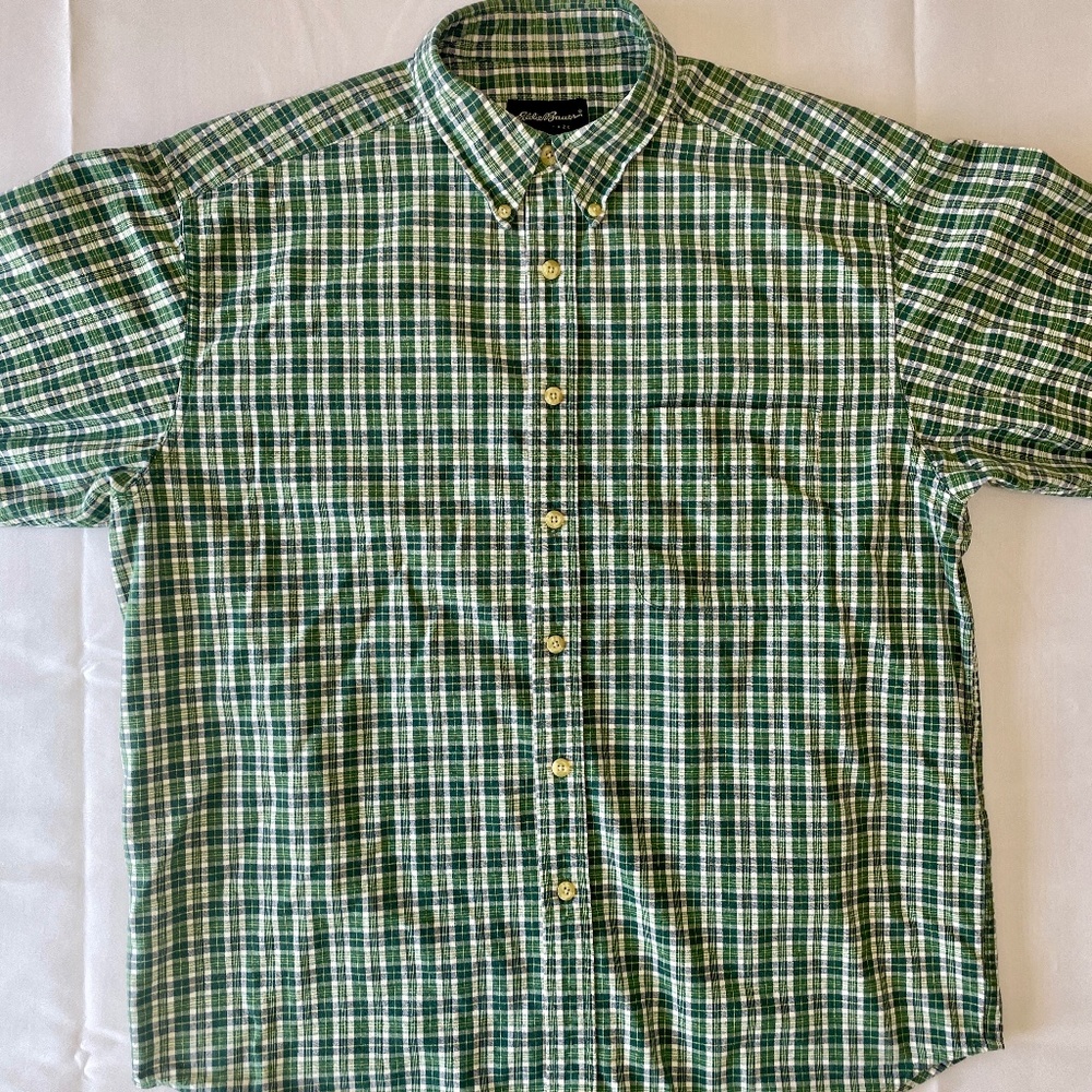 Eddie Bauer Men’s Green Plaid Long‑Sleeve Button‑Down Shirt - L - Picture 1 of 6